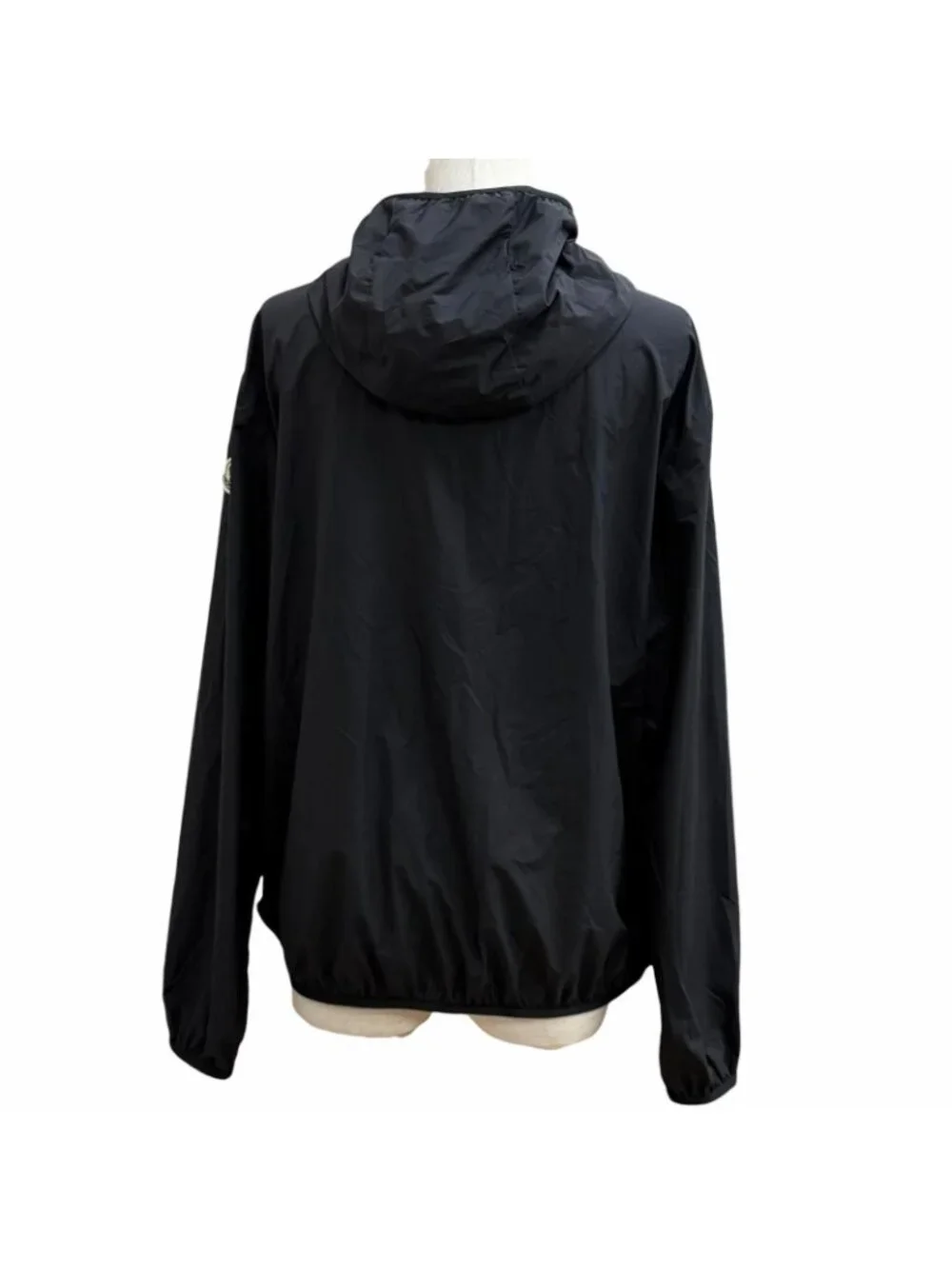 Moncler Fegeo Logo Patch Hooded Zip UP Windbreaker Nylon Jacket Black